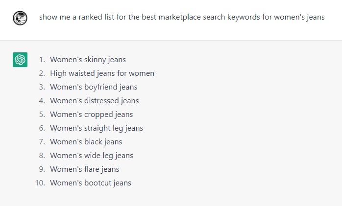 women's jeans ranked keyword list